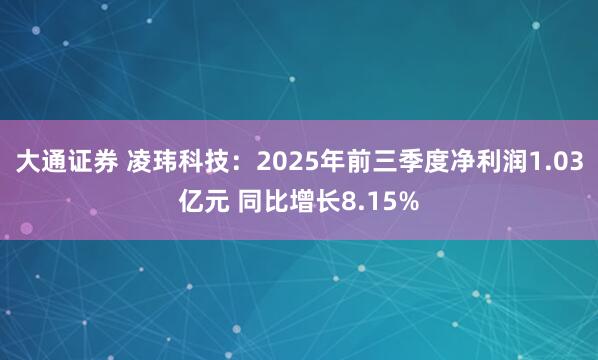 大通证券 凌玮科技：2025年前三季度净利润1.03亿元 同比增长8.15%